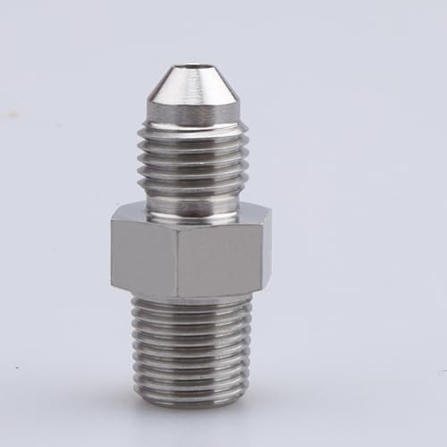 Image of Stainless Steel 1 /8 inch or 1 /8 inch NPT Male to 3AN 3 /8-24 thread AN3 Male Flare brake Hose Fitting Adapter