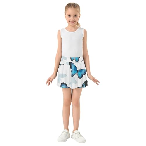 Joisal Tennis Skirts Toddler Black Blue Butterflies White Girls' Shorts Athletic Skorts Cartoon Teen Skirt 4t3