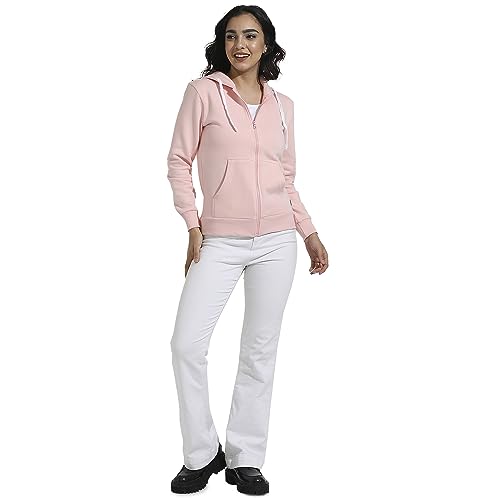Image of PINACOLADA Women's Zip-Front Hoodie with Angled Open Pockets for Casual Wear | Hooded Neck | Long Sleeve | Zipper Closure | Cotton Sweatshirt Crafted with Comfort Fit for Everyday Wear
