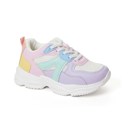 FabKids Girls Boys Tennis Shoes Lace up Athletic Sneakers Running Shoes for Toddler Little Kid Big Kid