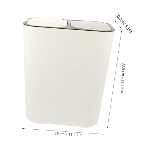 Caneca de basura rectangular con doble compartimento beige miniatura 2