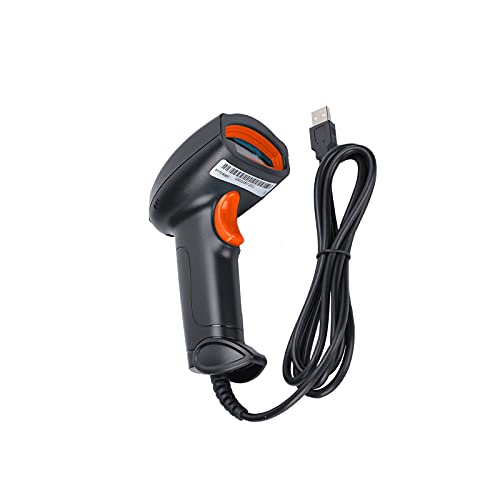 ciciglow Escáner de Código de Barras, Lector de Código de Barras QR 1D/2D, Lector de Código de Barras Portátil de Lectura de 360°, Resistente a Caídas con Cable USB para Detección de(Naranja Negro)