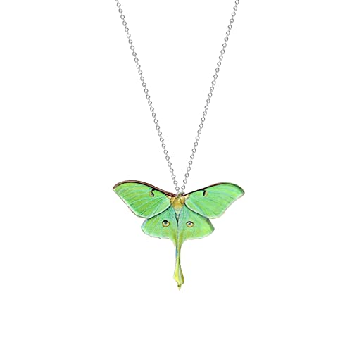 Moth Butterfly Necklaces for Women Men Punk Insect Pendant Necklaces Acrylic Green Moth Necklaces Funny Animal Necklace Birthday Party Jewelry Gifts