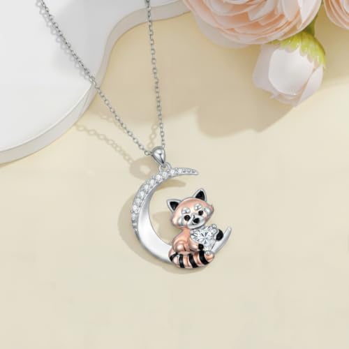 Image of PROESS Animal Birthstone Necklace 925 Sterling Silver Otter /Axolotl /Hippo /Elephant /Dachshund /Monkey /Red Panda Pendant Necklace Animal Birthstone Jewelry Gifts for Women