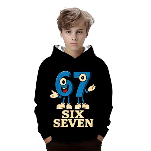 MUOUEAOU Sudadera con Capucha Infantil con Estampado 3D 67, Jersey Sudadera Sin Cordón, Top con Capucha Deportivo Casual Activo (A,7 años)