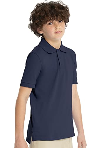 Image of Classroom Girls' Short SLV Pique Polo | Side Vents, Droptail Hem, Ribbed Trim, Comfortable Everyday School Wear
