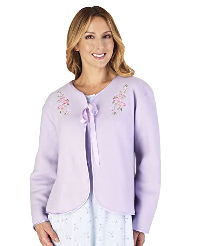Slenderella Polar Fleece Ribbon Bed Jacket BJ44600 Lilac Small