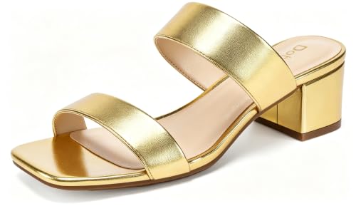 Image of DOBOLIN Two Strap Women's Heels 2-Inch Dressy Sandals Wide Feet Friendly