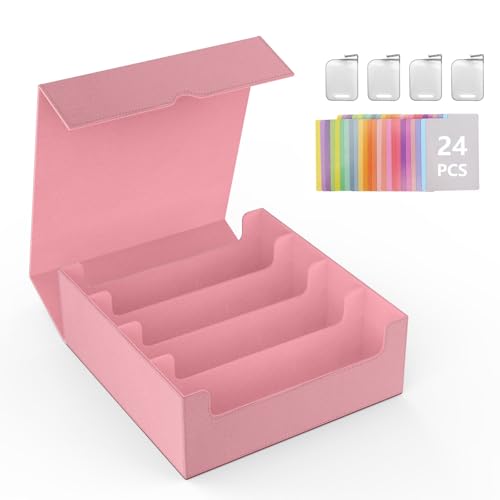 Image of MoKo Card Binder for Cards Binder 4-Pocket, 400 Pockets Trading Cards binder with Sleeves, Trading Card Holder Case with 50 Pcs Pages Fit for Baseball Card & Other Sports Cards, Pink Elf