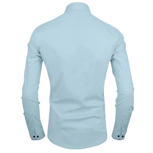 Image of Zombom Men's Solid Cotton Blend Regular Fit Full Sleeve Collared Neck Casual Shirt for Men