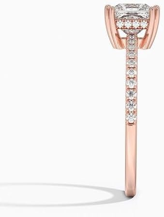 Lab Grown Diamond Engagement Ring for Women 1-5 Carat IGI Certified Princess Cut, Hidden Halo Diamond Ring, 10K 14K 18K Solid Gold, Proposal Wedding Bridal Anniversary Promise Jewelry Gift