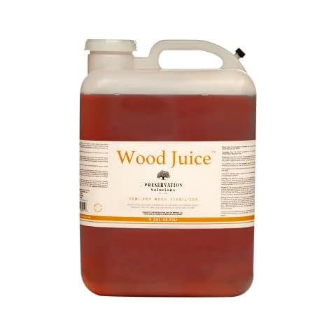 Preservation Solutions Wood Juice - Semi Dry Wood Stabilizer formulated to Treat and Condition Wood with a Moisture Content Below 30%, Prevents Future Cracking Checking and Warping, 5 Gallon Cover