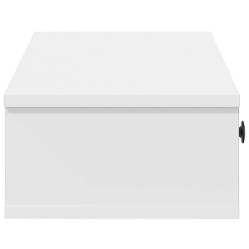 vidaXL Étagère Murale avec tiroirs Blanc 60x28x15 cm Bois d'ingénierie, étagère Murale avec Armoire, Meuble de Rangement Mural, Armoire de Rangement Flottante
