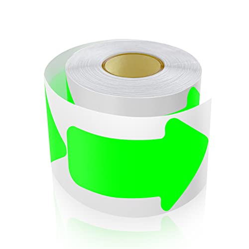 Meitaat 200 adesivi a forma di freccia, 7,6 x 15,2 cm, autoadesivi, resistenti alle intemperie, verde fluorescente