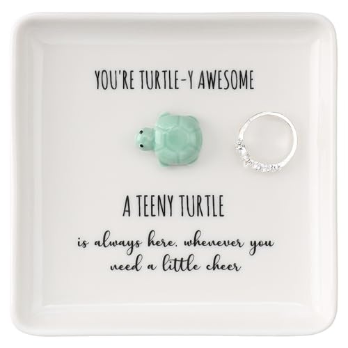 HOME SMILE Turtle Ring Dish Tray- Birthday Gifts for Women Friends Mothers Day Graduation Teacher Appreciation Retirement Christmas,You're Turtley Awesome