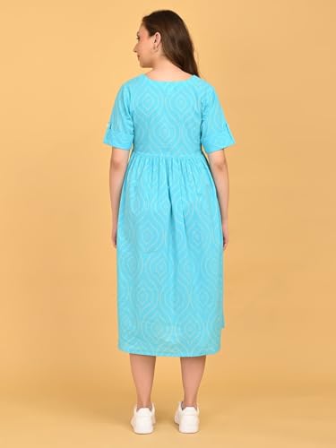 Image of The Mom Store Maternity and Nursing Dress | Pre and Post Pregnancy Dress for Womens | Zipper /Button Opening | Causal Wear | Trendy Stylish Causal Dresses for New Moms