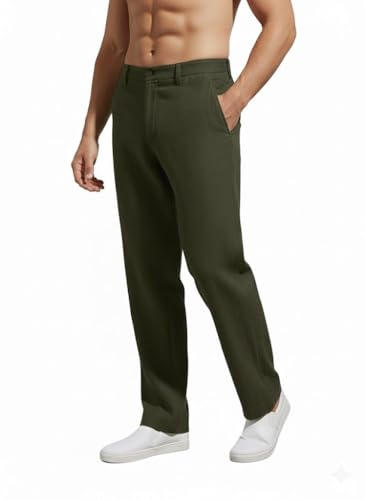 SMOWKLY Casual Trousers for Men |Men’s Regular Fit Straight Pants...