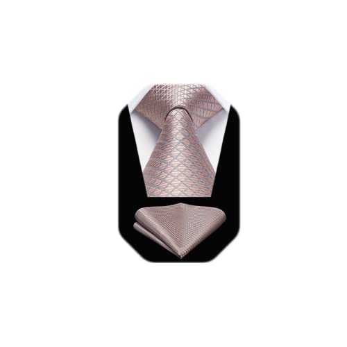 Image of HISDERN Ties for Men Formal Business Plaid Checked Mens Ties and Pocket Square Set Classic Wedding Necktie Handkerchief