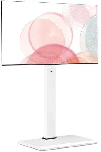 FITUEYES Iron Base Floor TV Stand with 60 Degree Swivel Universal Stand for 32-65 inch TVs up to 88lbs with Height Adjustable Mount and Wire Management