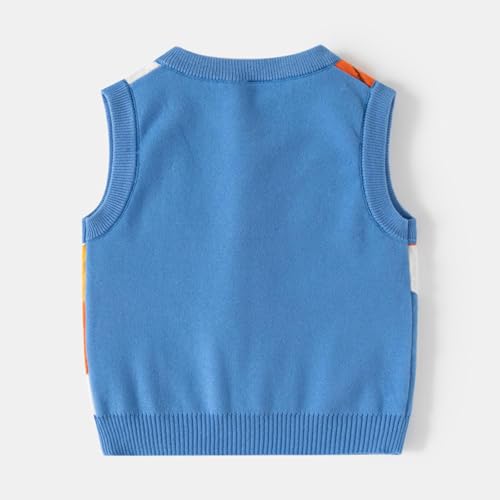 Girls Boys Cute Pattern Sweater Vest Button Down V Neck Sleeveless Knit Waistcoat Kids Fall Winter Outerwear for 1-8 Years4