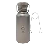 TITAN MANIA(チタンマニア) 水筒 ボトルマグ チタン製 Sサイズ 500ml ボトルハンガー付き 直火可能 軽量 キャンプ アウトドア スポーツボトル マグボトル 直飲み 錆びない 広口 割れない 登山 自転車 サイクリング 水筒カバー付き