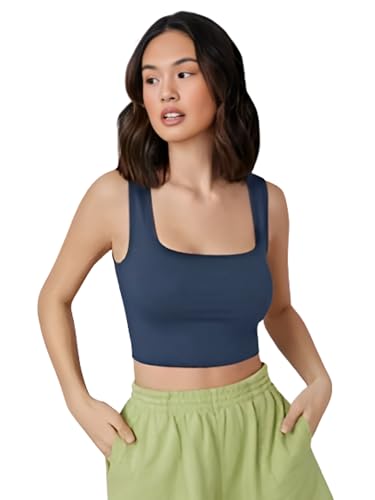 Image of Ben Martin Women's Cotton Stretchable Square Neck Sleeveless Tank Top