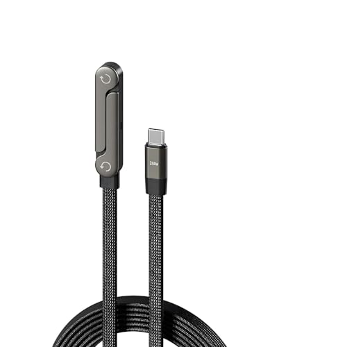 Câble de recharge invisible 2 en 1, cordon de recharge multiple avec support multi-angle réglable de type C, câble de recharge rapide 240 W de 1,5 m, pour...