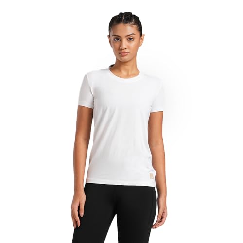 Image of TEGO Element Bamboo T-Shirt for Women | 66% Bamboo 28% Cotton 6% Elastane | Ultra Soft, Naturally Odour Resistant, Slim Fit Tee for Casual Wear, Yoga & Lifting