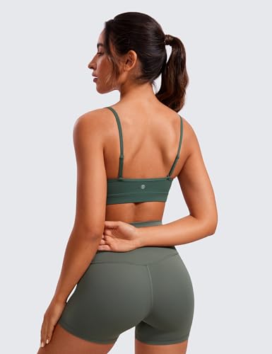 Image of CRZ YOGA Butterluxe V Neck Sports Bras | Light Support, Removable Pads, Yoga, Extremely Soft, Square Back, Adjustable Spaghetti Straps, for Women
