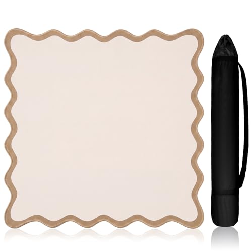 VioraWhite 21" Mini Mahjong Mat for Travel Scalloped Edge,Beige