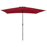 Dimensiones: Sombrilla : Al 2,38m – Tela : L 3 × An 2m - Materiales: Tela : poliéster – Estructura : aluminio, pintura epoxi – Varillas : acero - Colores: Tela : color rojo – Estructura : antracita – Sin montar (instrucciones incluidas) - Garantía 2 años - Entrega en 1 paquete a pie de calle
