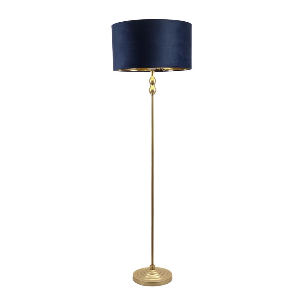 Valuelights Navy Velvet & Gold Shade | Maggie Gold Metal Candlestick Floor Lamp With & Warm White Bulb | Floor Lamps, Home Décor & Improvement Essential