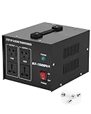 Voltage Converter Transformer 1500w Step Up/Down Power Converter AC 110V/220V with Two Spare Fuses Universal Outlet Home Commercial Black