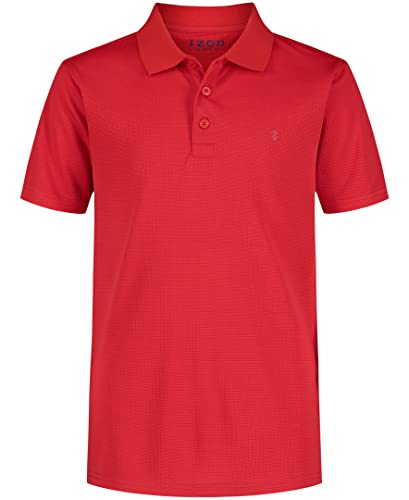 IZOD - Izod Boys Performance Grid Short Sleeve Stretch Collared Polo Golf Shirt - Racing Red, 14-16 US - Best Deal on Amazon