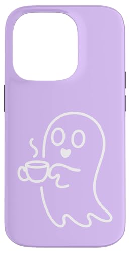Aesthetic One Line Art Ghost and Coffee - ���C���b�N �X�}�z�P�[�X iPhone 14 Pro �p