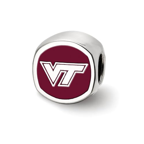 Sterling Silver Virginia Tech VT Cushion Shaped Logo Bead Charm