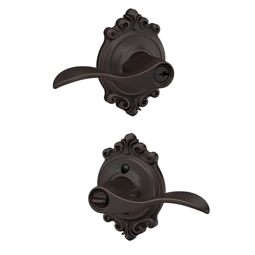 Image of SCHLAGE Accent Lever with Brookshire Trim Keyed Entry Lock in Aged Bronze - F51A ACC 716 BRK