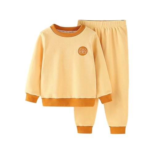 Kids Fleece 𝐏ajamas Sets Warm 2pc Long Sleeve Tops Pants 𝐏𝐉 Boys Girls Thick Winter Sl𝐞epwear Outfits for Bedroom