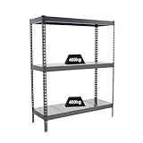 PROREGAL Schwerlastregal Big Metal YETI Three | HxBxT 200x120x60cm | Fachlast 400kg | Grau | Regal Standregal Werkstattregal Lagerregal Kellerregal