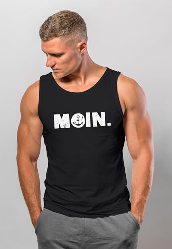 Neverless Herren Tank-Top Moin Dialekt Norden Hamburg Anker Print Veroresistfähig Männer Fashion Streetstyle