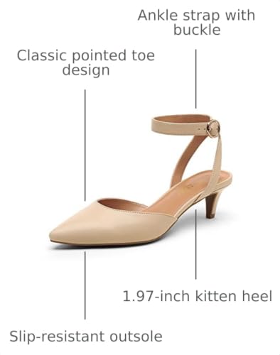 Image of DREAM PAIRS Kitten Heels for Women Low Heel Dress Shoes Wedding Dress Closed Toe Pump Shoes Luna