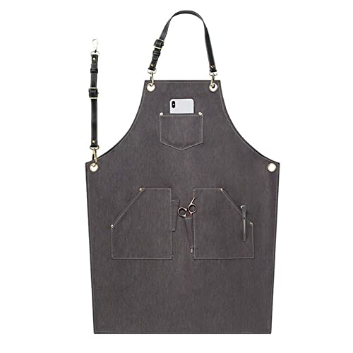 Delantal de vaquero para hombre, delantal de chef vaquero para barbacoa, delantal de Jean para peluquero con bolsillos, hogar, cocina, barista