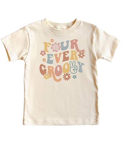 Four Ever Groovy Daisy Adorable 4th Birthday Shirt for Baby Toddler Girl Fourth Birthday Outfit4