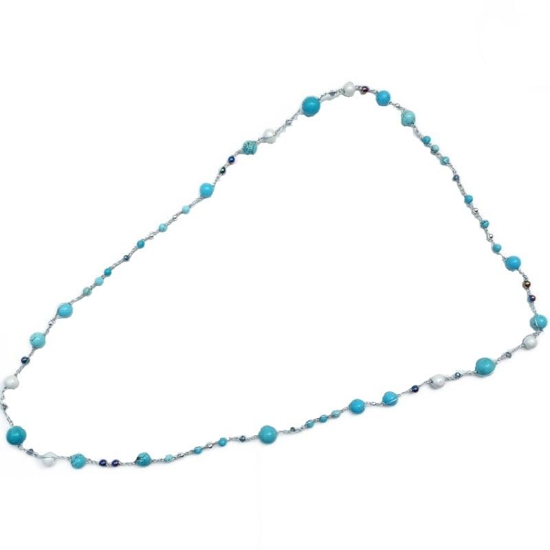 Collier crochet Setaria turquoise Bouly&Cailloux en acier inoxydable bleu - 6