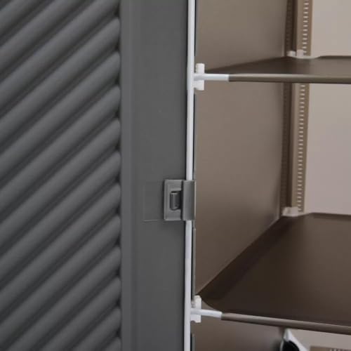 Image of Sunderlook Shoe Rack Plastic for Home- Slipper Stand, Professional Shoe Stand, Chappal Stand, Multipurpose Foldable Standing Comfort Runner Shoe Rack with Door (Grey, 9 Shelf 3 Door)