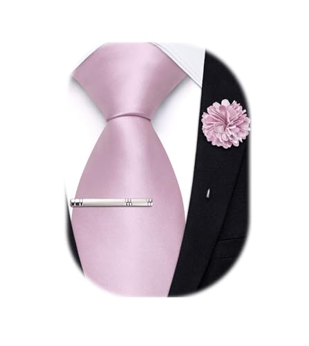 Image of Hi-Tie Pretied Boys Ties Solid Color Kids Adjustable Necktie Lapel Pin Clip Set Age 8-12 Wedding School Graduation