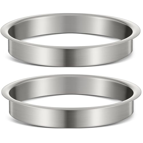Image of Honeydak 2 Pieces 8 inch (Nominal) Diameter x 1 inch Height 304 Polished Stainless Steel 8 inch x 1 inch Trash Grommets for Countertop Inserted Trash Kitchen Cabinet Counter Bin, Ease to Install