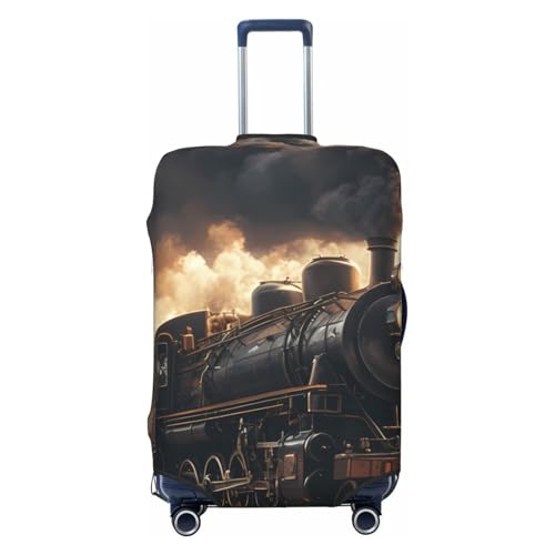 Steam Train Elastic Travel Luggage Cover, Washable Spandex Suitcase Protector, Anti-Scratch Fits 18-32 Inch