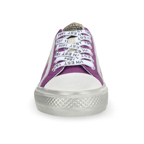 VINTAGE HAVANA Womens Alive Glitter Metallic Lace Up Sneakers Shoes Casual - Purple3