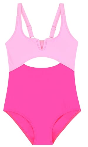SEAUR Girls' One-Piece Swimwear Girls Cut Out Bathing Suit Kids Quick Dry Swimwear Summer Beach Hawaiian Colorblock Swimsuits